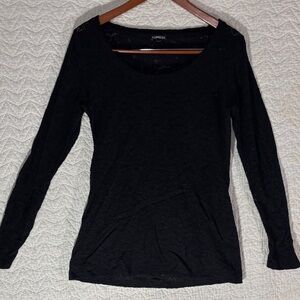 Express Black Long Sleeve Scoop Neck Top
